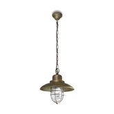 Loft stílusú, rézből készült függeszték lámpa fémrácsos üvegbúrával