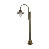 Loft stílusú, rézből készült, 155 cm magas kandeláber fémrácsos üvegbúrával