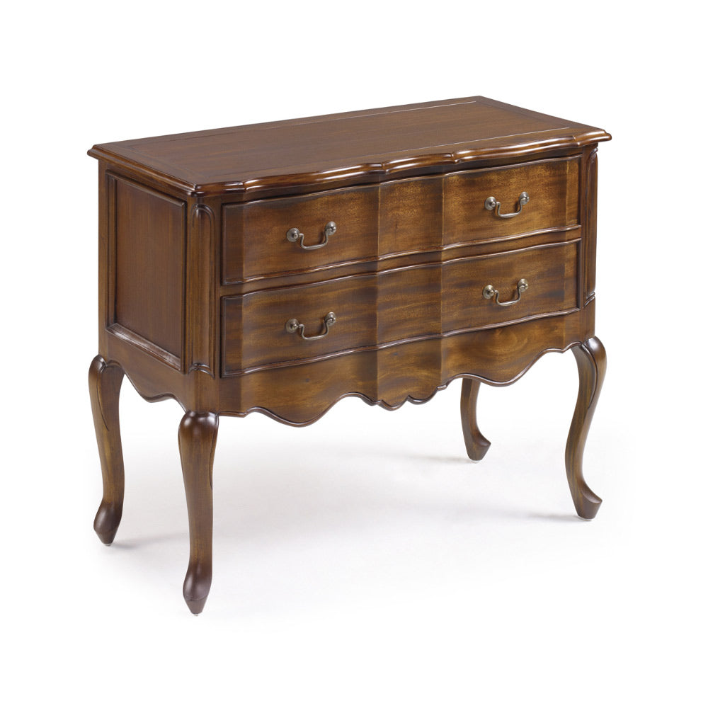 tömör mahagónifából készült klasszikus koloniál stílusú, kézműves fiókos komód