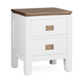 Letisztult formavilágú, tömör mindifából készült, modern-vidéki stílusú, kézműves éjjeliszekrény