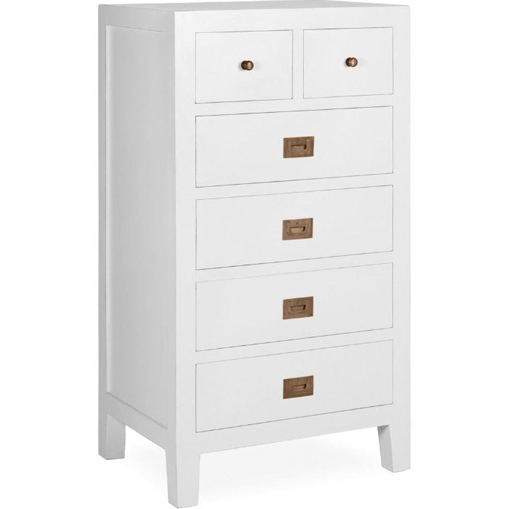 Modern-vidéki stílusú, tömör mindifából készült, kézműves fiókos komód