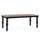 Siena étkezőasztal 200×90×78 cm – frontális nézet, natúr asztallap és fekete esztergált lábak