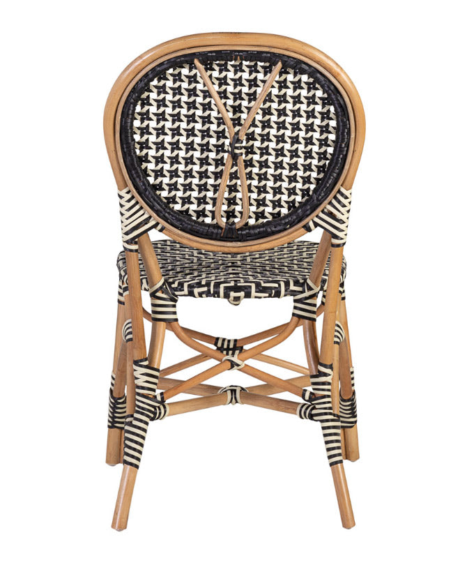 Vintage stílusú, természetes rattanból és műrattanból készült, natúr valamint fekete és fehér színű szék