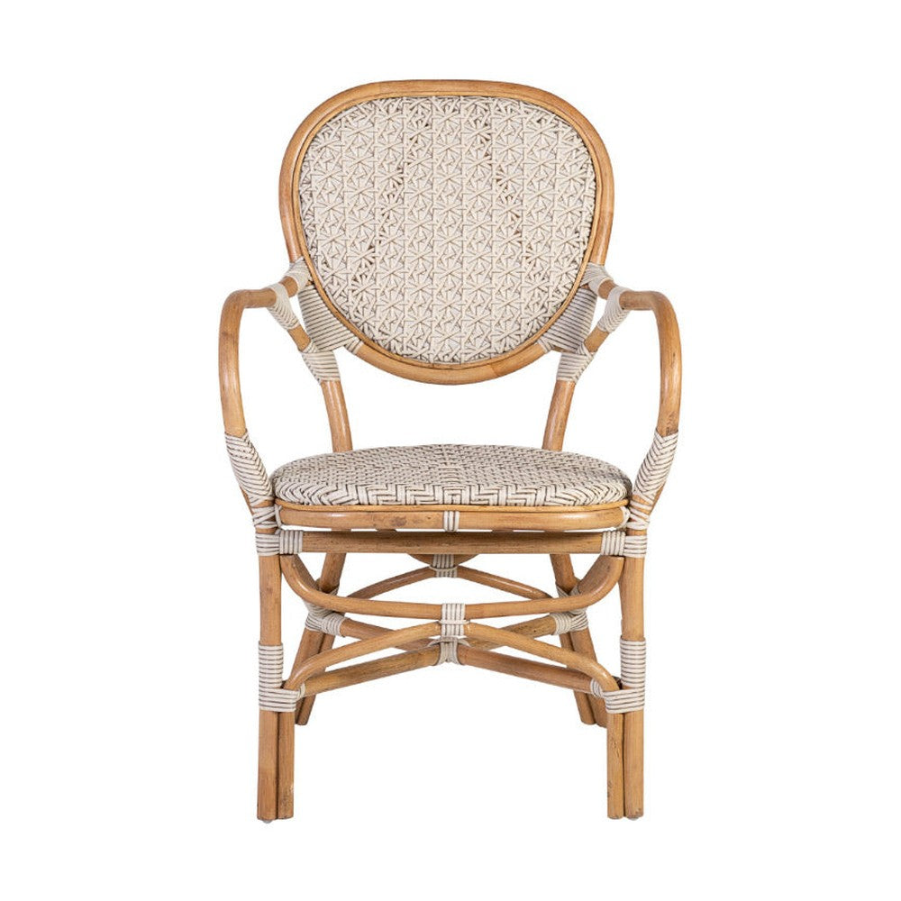 Vintage stílusú, természetes rattanból és műrattanból készült, natúr és fehér színű szék