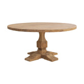 Koloniál stílusú, újrahasznosított teakfából készült, kör formájú étkezőasztal.