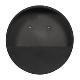 50 cm átmérőjű matt fekete fali kaspó fiberstone anyagból - frontális nézet.