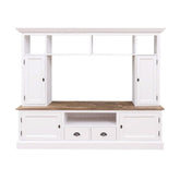 Kételemes, fenyőfa, tömörfa TV szekrény, fehér és Natúr színű.