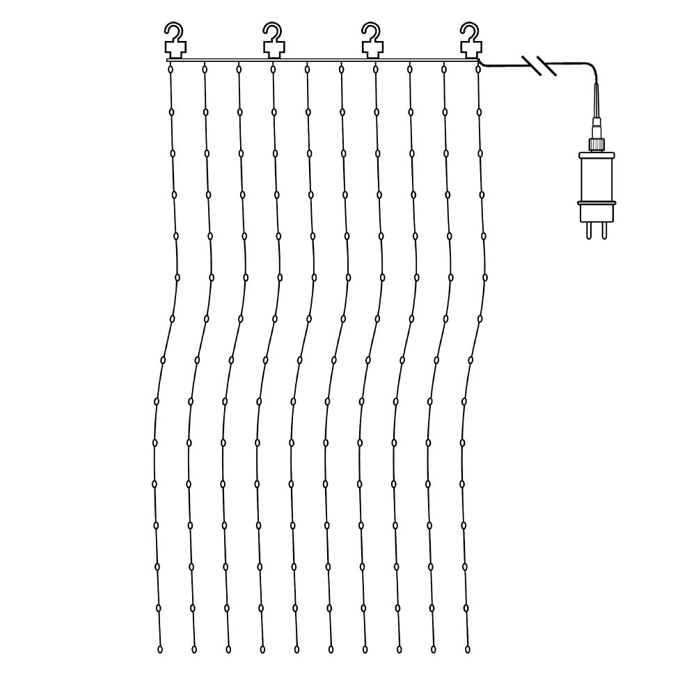 Beltéri, 200 db meleg fehér fényű, mini LED fénnyel szerelt, karácsonyi fényfüggöny. Beltéri, 200 db meleg fehér fényű, mini LED fénnyel szerelt, karácsonyi fényfüggöny.