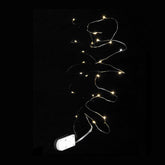 Meleg fehér fényű, 12 LED-es, 110 cm hosszú, rézhuzalos, elemmel működő fényfüzér