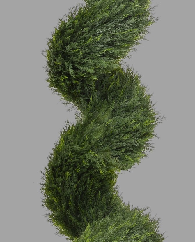 Élethű megjelenésű, UV-álló kialakítású, 300 cm magas, zöld színű cédrusfenyő műnövény
