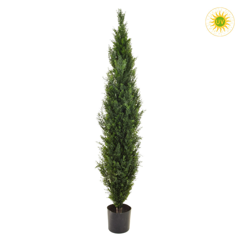 Élethű megjelenésű, UV-álló kialakítású, 150 cm magas, zöld színű cédrusfenyő műnövény