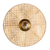 Kortárs stílusú, kézműves falilámpa rattanból szőtt lámpatesttel.