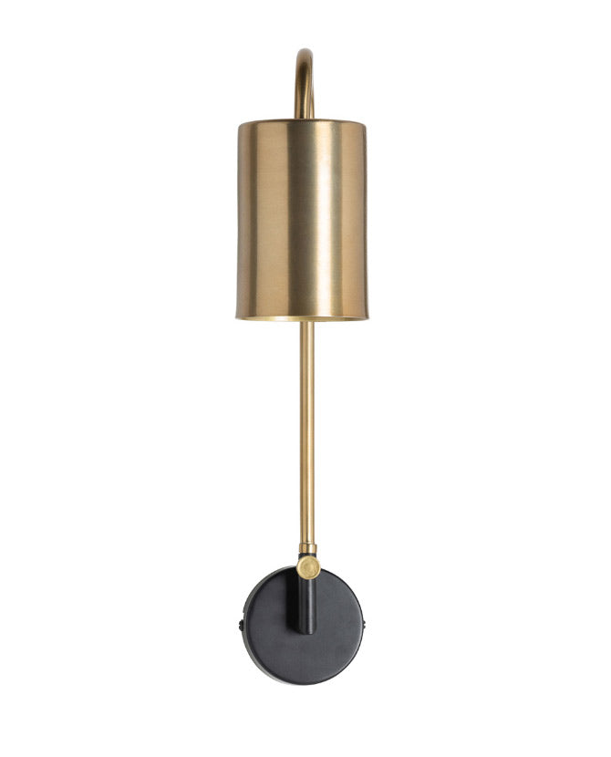 Kortárs stílusú, fekete és aranyszínű, fém falilámpa fémből készült lámpabúrával