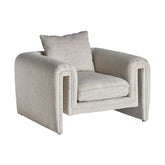 Kortárs stílusú, világosszürke színű poliészter szövettel kárpitozott dizájn fotel