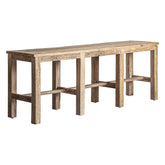 Natúr színű Carrik konzolasztal újrahasznosított fenyőfából – perspektivikus nézet, 230 cm