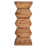 Kortárs stílusú, natúr színű, újrahasznosított fenyőfából készült, posztamens.