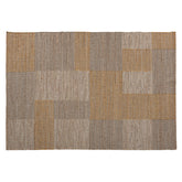 akara szőnyeg 300×200 cm – szürke és okker geometrikus mintázat, teljes felülnézet