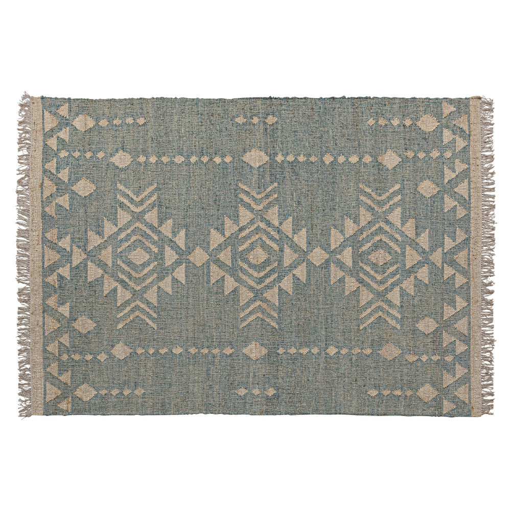 Kék és bézs juta-pamut szőnyeg 300x200 cm – teljes felülnézet, Kozakura kollekció