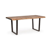 Akácfából és acélból készült étkezőasztal.