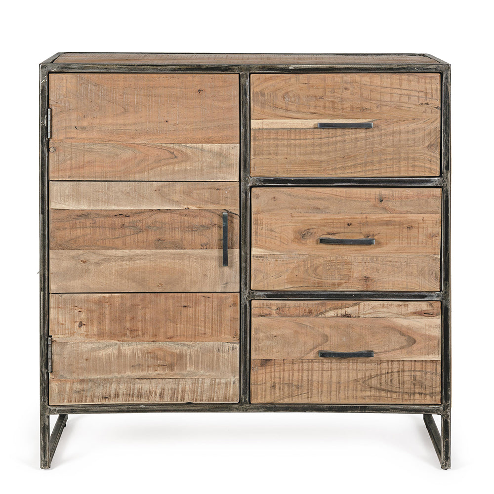 Akácfából és acélból készült tálaló.