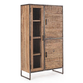 Akácfából és acélból készült vitrines tároló.