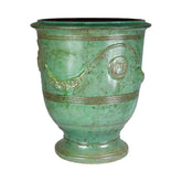 Smaragdzöld színű, anduze kerámiakaspó.