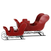 Két darabból álló bordó szán dekoráció szett oldalnézetből, rusztikus stílusban, fehér háttérrel.