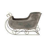 Antik szürke fém dekor szán 26 cm-es méretben, vintage stílusban