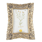 Levél díszes, antik aranyszínű asztali fényképtartó képkeret.