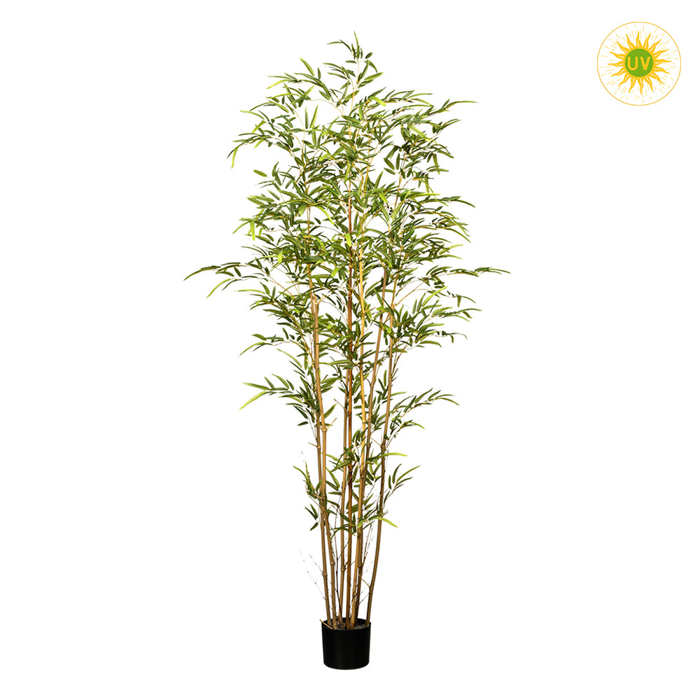 UV-álló, 180 cm magas zöld mű bambusz cserje fekete kaspóban
