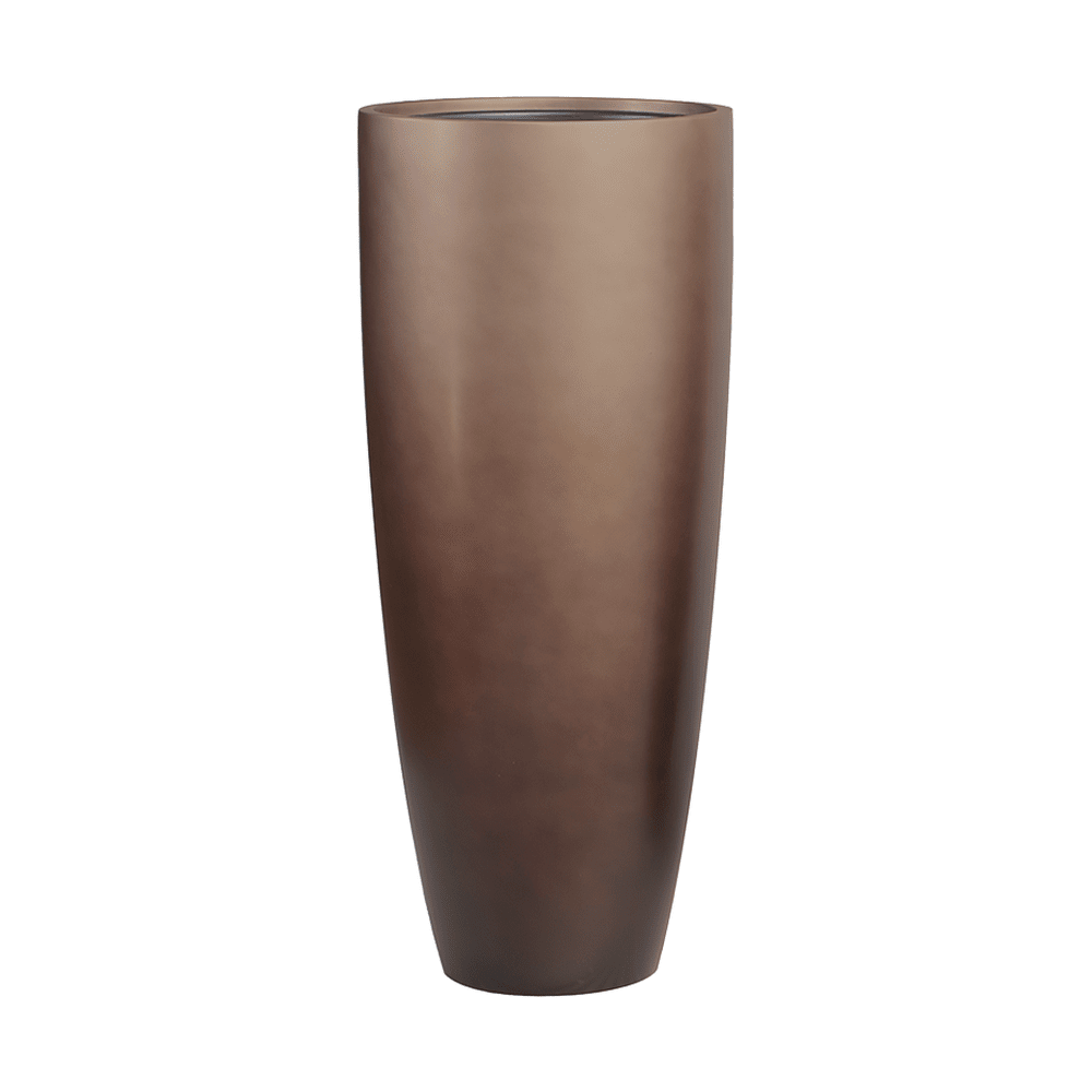 BAQ Gradient kompozit kaspó – Matt Coffee színű, karcsú, hengeres forma, 95 cm magas design kaspó üresen.