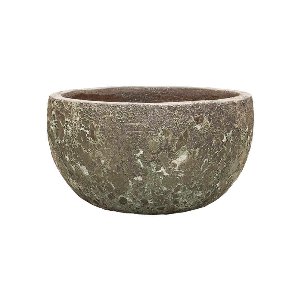 BAQ Lava Bowl Relic Jade kerámia kaspó 52 cm – rusztikus, patinás felületű design kaspó beltérre és kültérre.