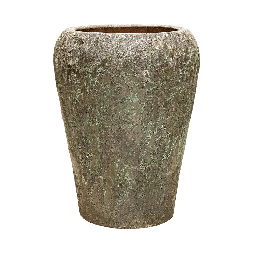 BAQ Lava Coppa Relic Jade kerámia kaspó – elölnézet, zöldes, kőhatású textúrával