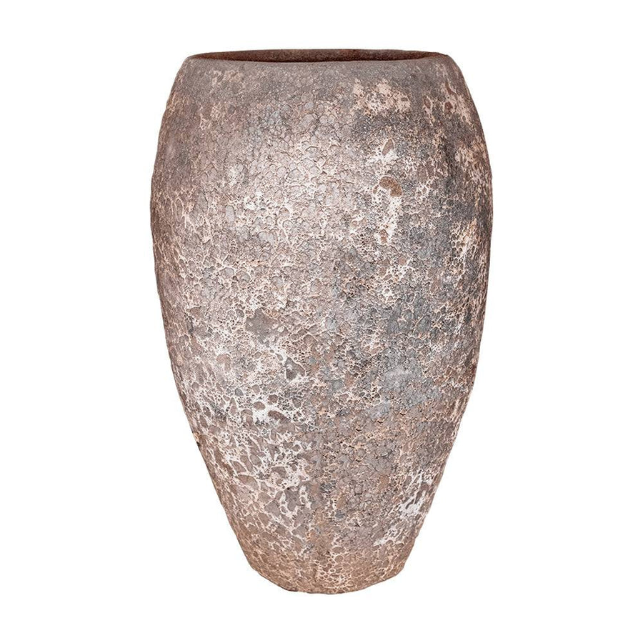 Kézzel készült BAQ Lava Emperor Relic Rust Metal kerámia kaspó amfora formában rozsdás felülettel.