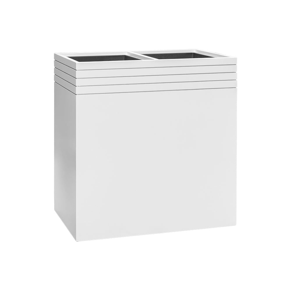 BAQ Line-Up Rectangle Matt White ültetőláda két ültetőnyílással, 74 × 75 cm-es méretben, stúdióháttérben
