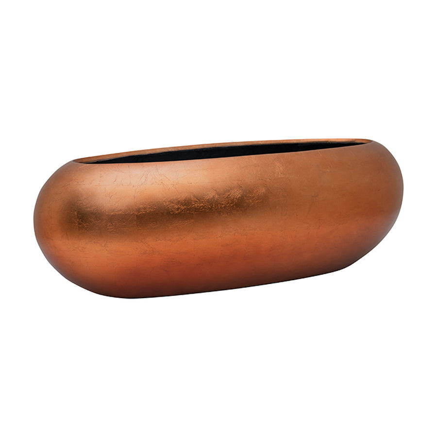 BAQ Metallic Boat Matt Copper kaspó – csónak alakú, matt rézszínű, elegáns beltéri dizájn kaspó oldalnézetből