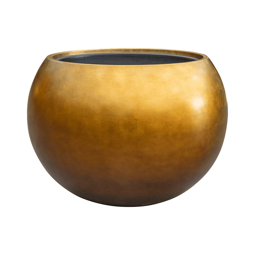 BAQ METALLIC GLOBE MATT HONEY kaspó oldalnézetből, meleg fényű arany tónusban.