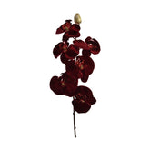 Burgundi színű, bársonyból készült szálas orchidea művirág.