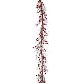 Bordó bogyókkal díszített, 130 cm hosszú rusztikus mű girland.