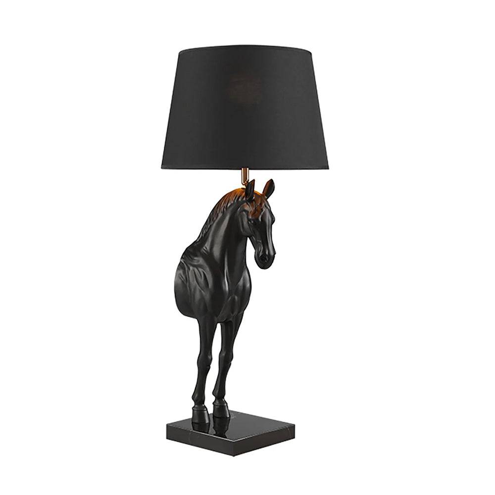 Black Beauty fekete lófigurás asztali lámpa termékfotó elölnézet