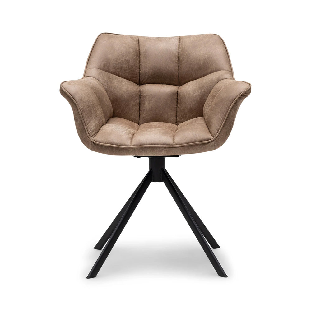 tevebarna bőr forgó étkezőfotel elölnézet