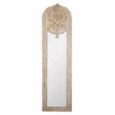 Antikolt bézs színű, magas Casa Roma falitükör shabby chic stílusban, íves felső díszítéssel.