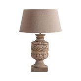 Faragott mangófa lábazatú díszes asztali lámpa.