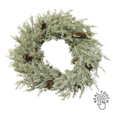 Hamvaszöld színű, mű cédrusfenyő koszorú.