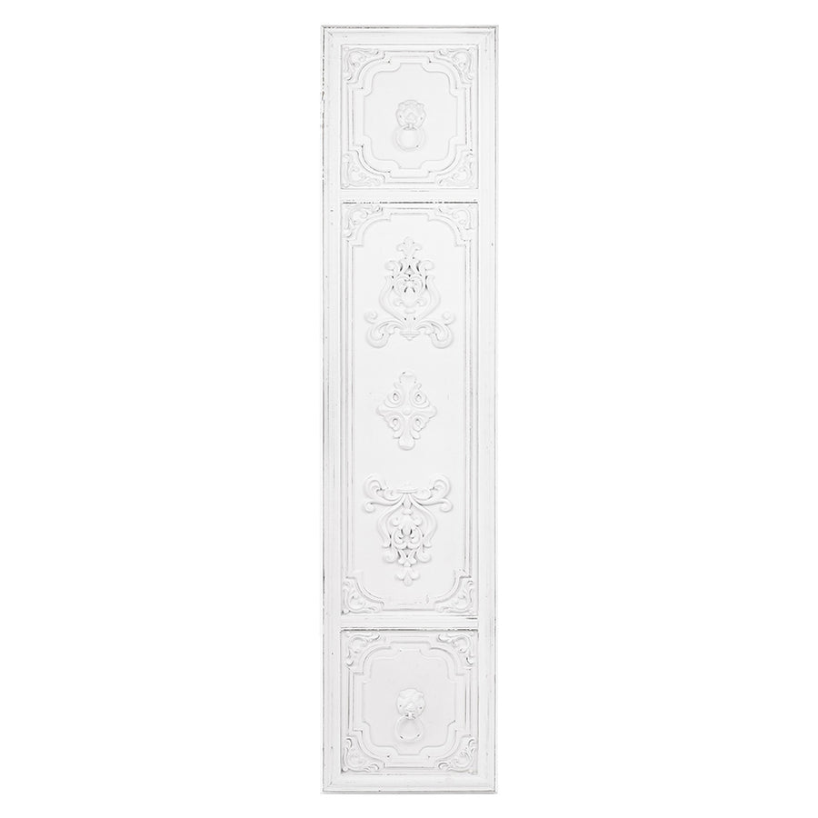 Casa Roma antik fehér fa falpanel, shabby chic stílusban, kazettás és dombornyomott mintákkal.