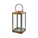 Modern, kortárs stílusú, rozsdamenetes acélból készült, sárgarézszínű lámpás.