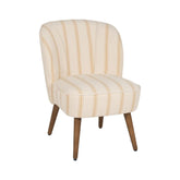 CLUB EMMA okker csíkos klub fotel tömör fa lábakkal, vintage stílusban.