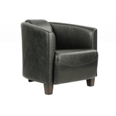 Fekete színű valódi marhabőrrel kárpitozott kis méretű klubfotel.