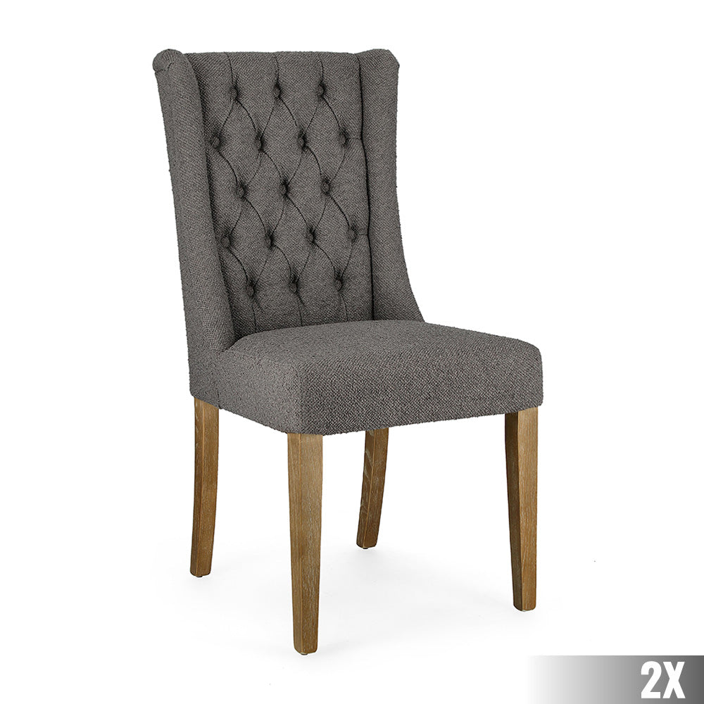 Szürke színű szövettel kárpitozott tölgyfa étkezőszék. Szürke színű szövettel kárpitozott tölgyfa étkezőszék.