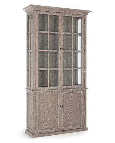Klasszikus stílusú, kőrisfából készült, 4 ajtós vitrines szekrény.